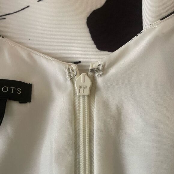 TALBOTS Black and White Floral Shift Sleeveless Shift Dress w/Bow Womens Size 10 - Picture 9 of 14